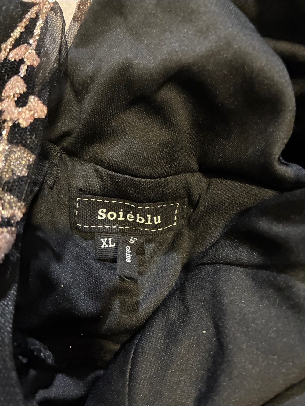 Black Maxi Dress with Delicate Pink/Gold Sparkling Floral Embroidery - Picture 6 of 8